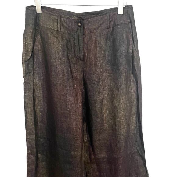 Mondi New with Tags 100% Linen Dark Copper Wide Leg Trouser - Picture 4 of 6